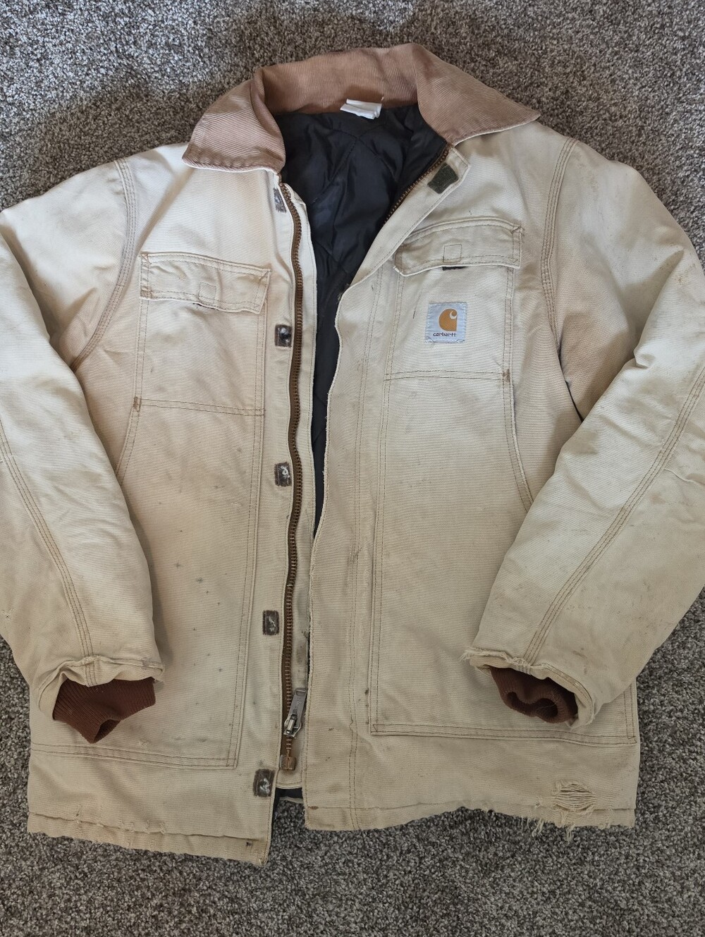 Carhartt Vintage Chore Mens Canvas Cream Jacket Coat